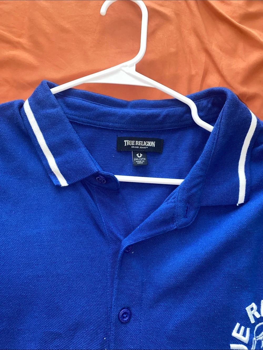 True Religion Royal Blue Polo with White Trim